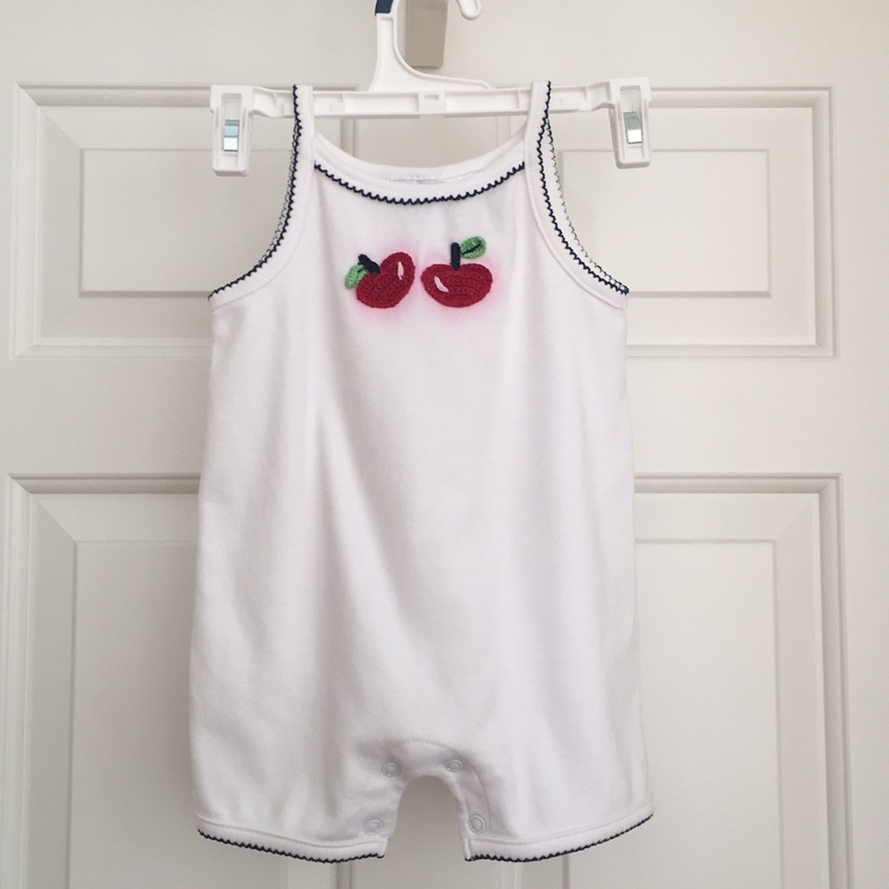 Simply Basic Romper Baby Girl 12M White Red Sleeveless